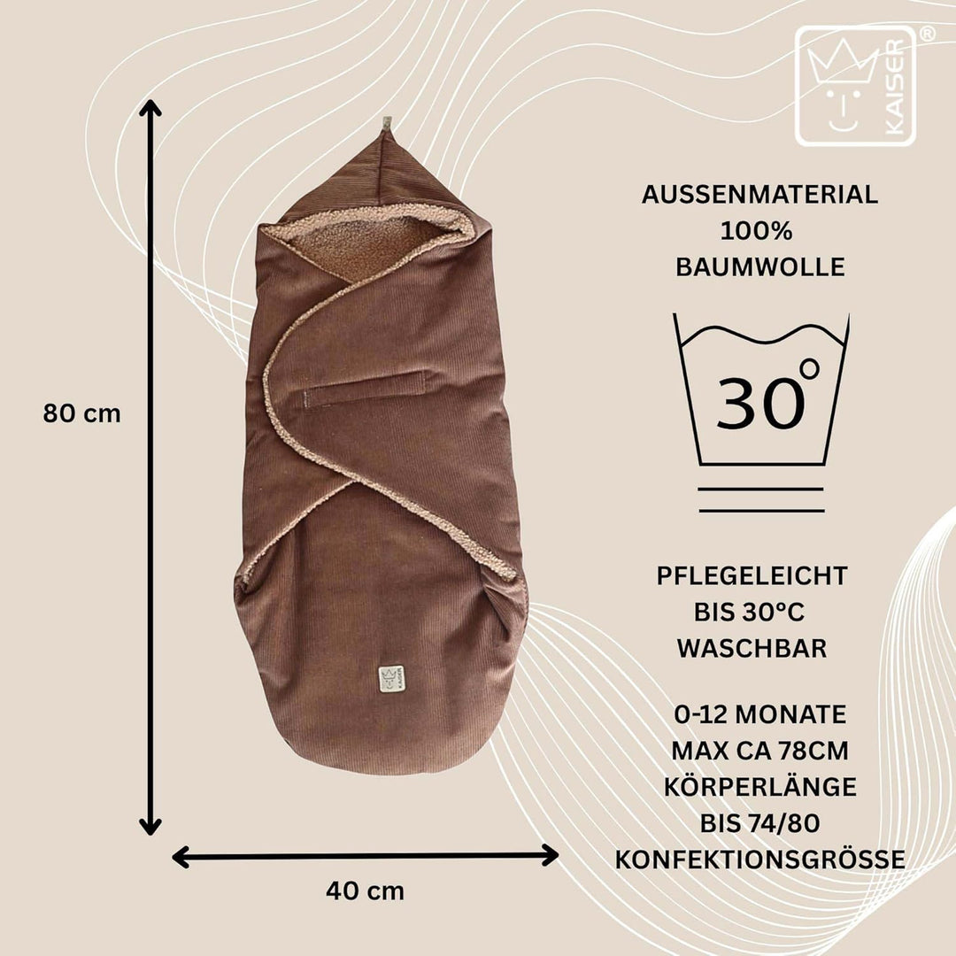Kaiser Callie Cord Einschlagdecke für Babyschale, 80x40 cm, Wattiert, 0-12 Monate (caribou), caribou