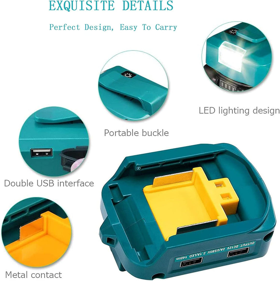 ADP05 Stromquelle für Makita 18V Lithium-Ionen Akku, YEX-BUR USB Telefonladeadapter Konverter mit Zw