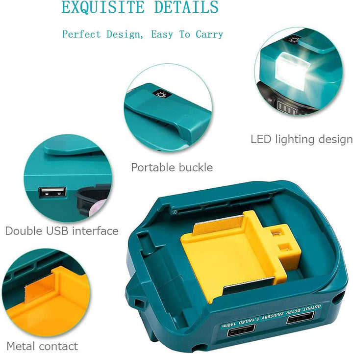 ADP05 Stromquelle für Makita 18V Lithium-Ionen Akku, YEX-BUR USB Telefonladeadapter Konverter mit Zw