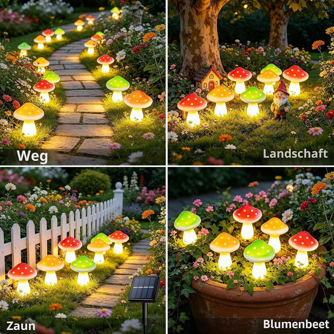 Cozymeow Garten Deko Draussen 6 LED Solar Pilze Deko, 8 Modi Fliegenpilz Wasserdicht solarfiguren fü