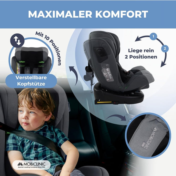 Mobiclinic®, Sitzerhöhung auto kinder, 360º drehbar, I-size regelung, Top tether, Gruppe 0/1/2/3, Ma