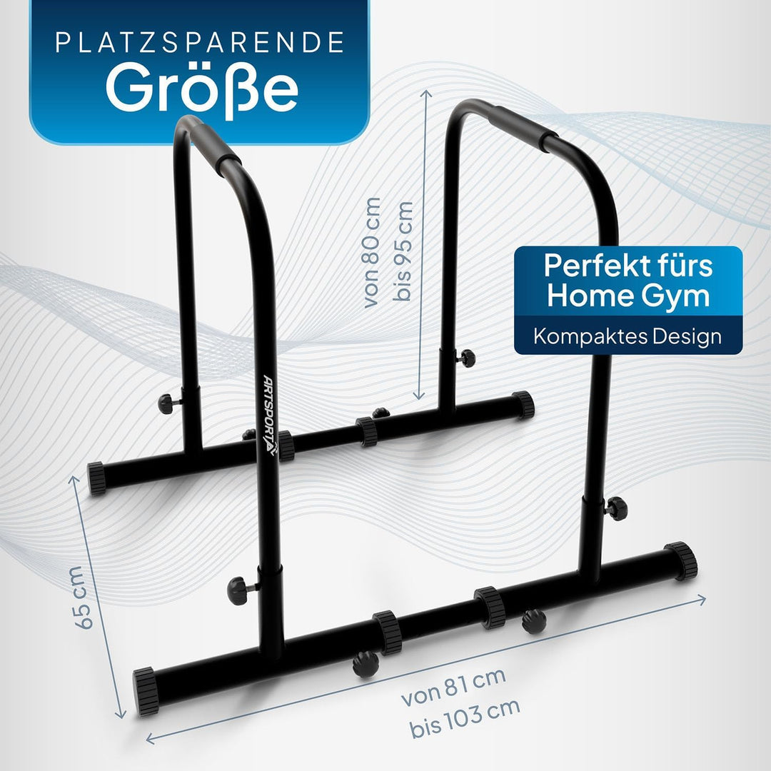 ArtSport Dip Barren - Dip Station bis 500 kg belastbar - Liegestützgriffe - Fitness Stange verstellb