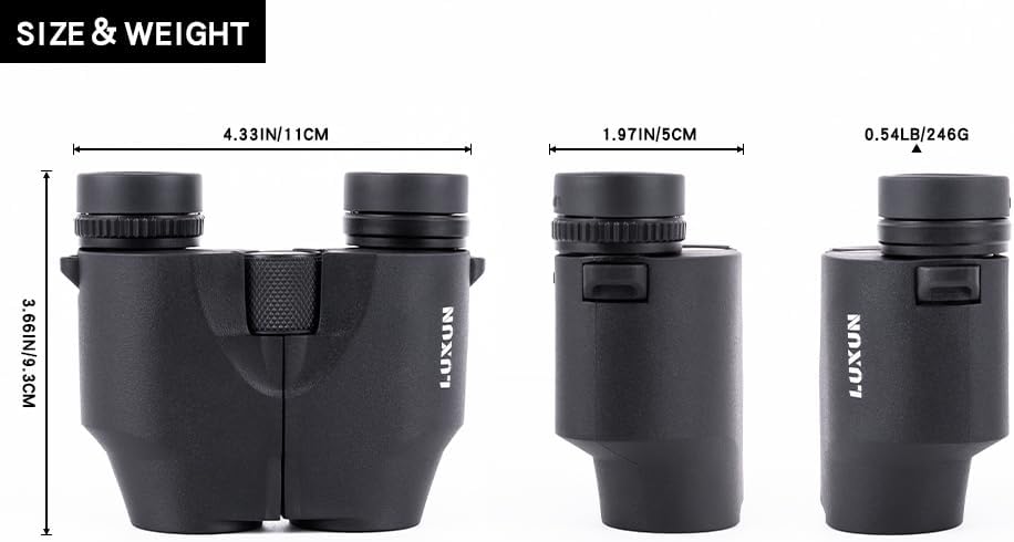 LUXUN 12x25 Kompakt Fernglas für Erwachsene und Kinder, Kleines Leichtes Fernglas mit Wenig Licht Na