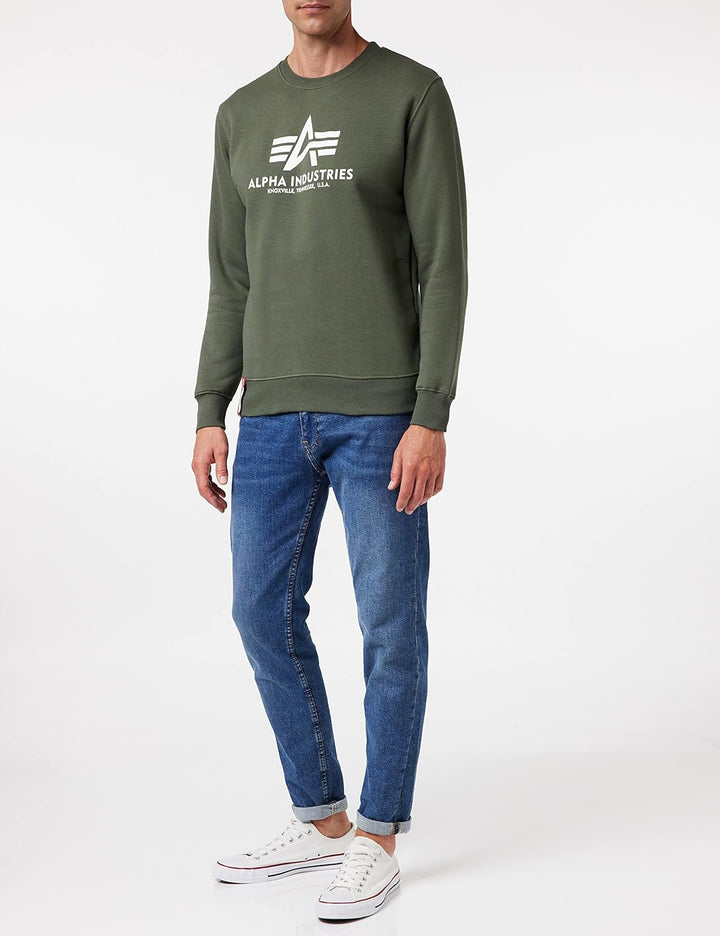Alpha Industries Herren Basic Sweater Sweatshirt für Herren Sweatshirt (1er Pack) M Dunkles Olivgrün