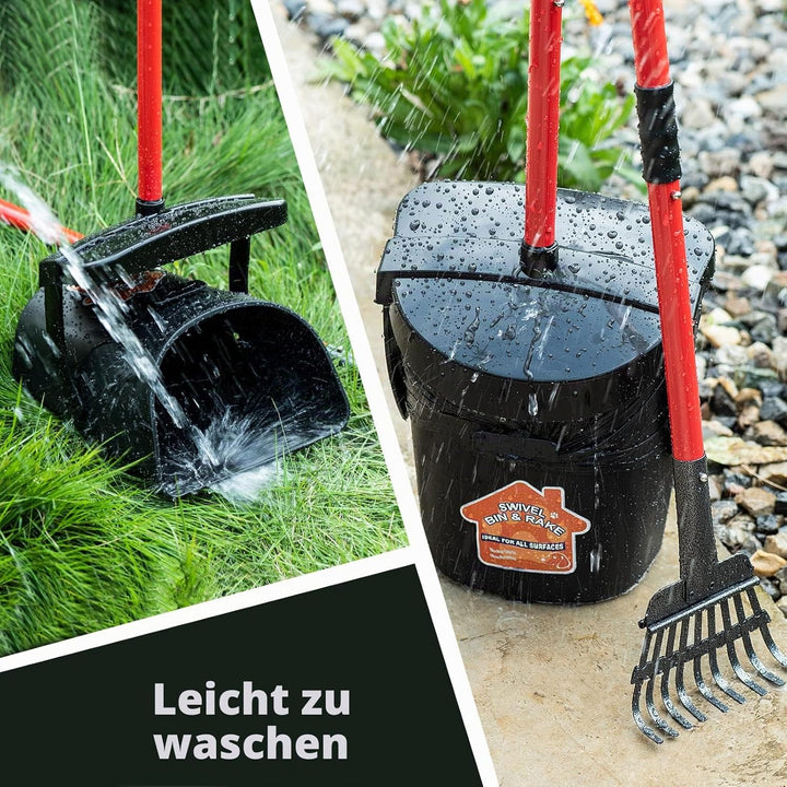 BANORES Pooper Scooper Grosser drehbarer Mülleimer & Rechen für grosse und kleine Hunde, Verwendung