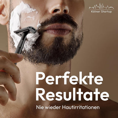 ANYMALE® Rasierhobel Black Edition - Set mit Ständer und 5 ASTRA Klingen - Zero Waste Rasierer für D