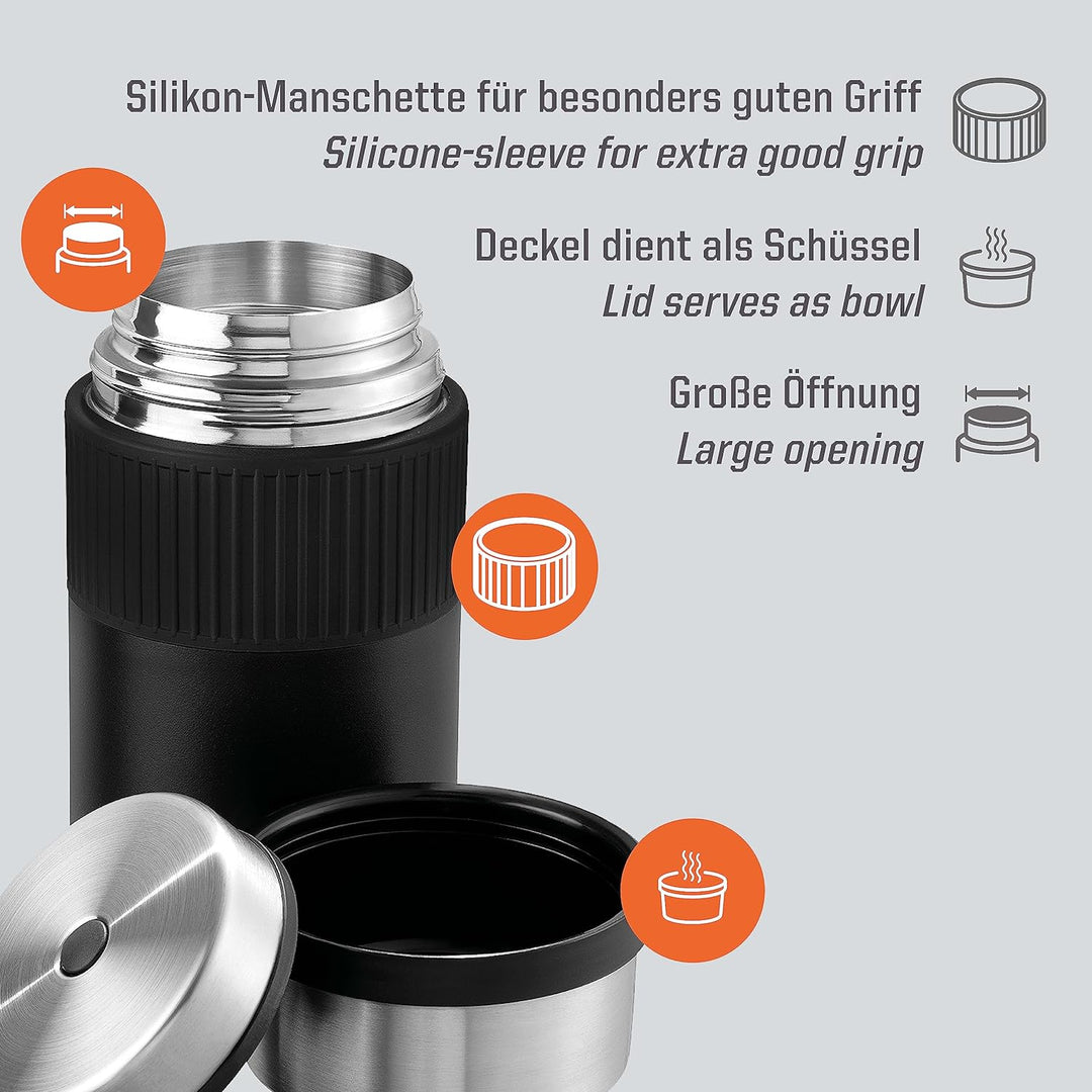 Esbit Thermobehälter Sculptor für Essen - Warmhaltebehälter 1000 ml in Schwarz mit Manschette in Ede
