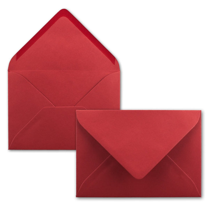 150x Briefumschläge B6-17,5 x 12,5 cm - Rosenrot - Nassklebung mit spitzer Klappe - 120 g/m² - Für H