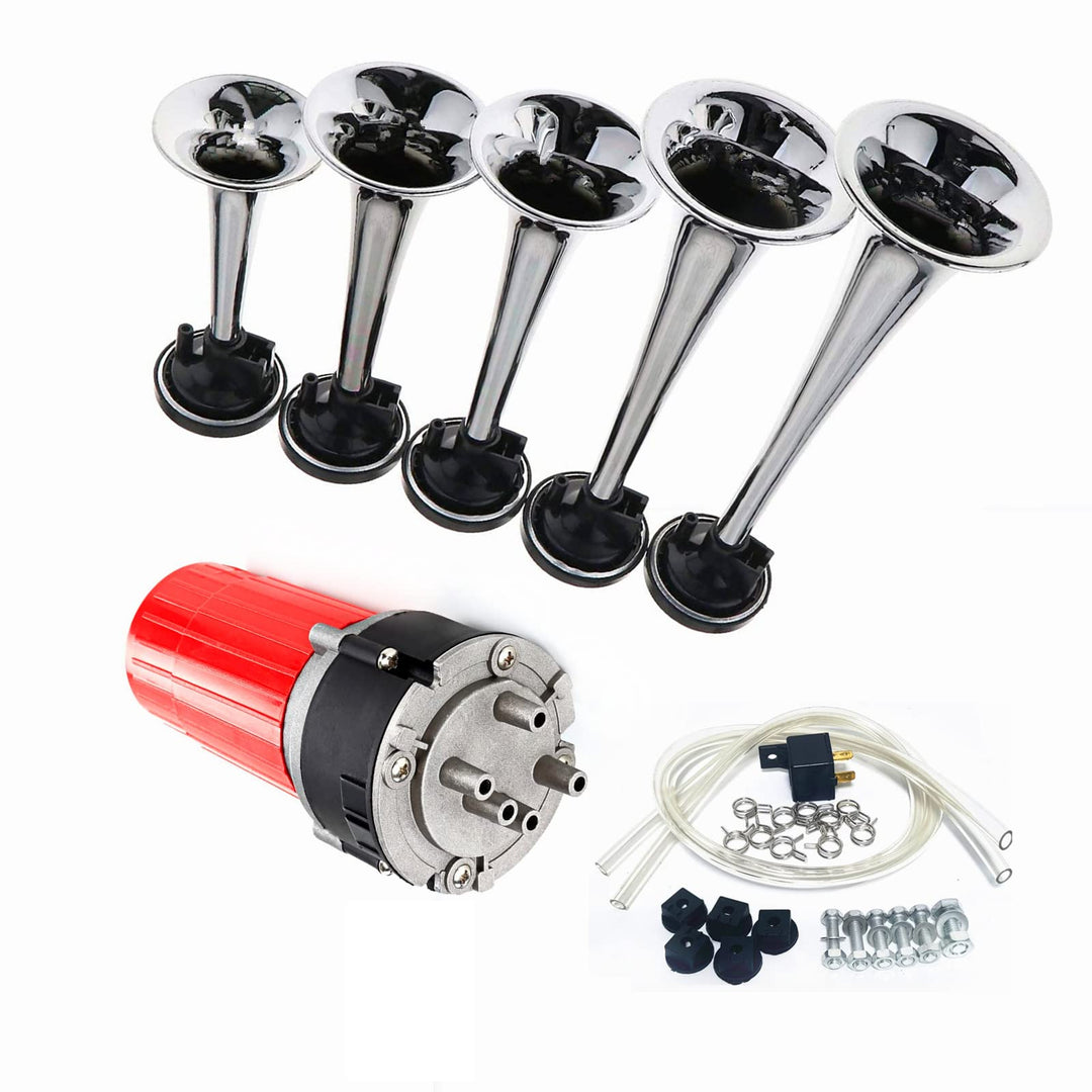 YIYIDA Autohupe Lufthupe Car Horn fünf Röhren Musikhupe 160db LKW-Hupe Car Horn 12V Trompete Dixie E