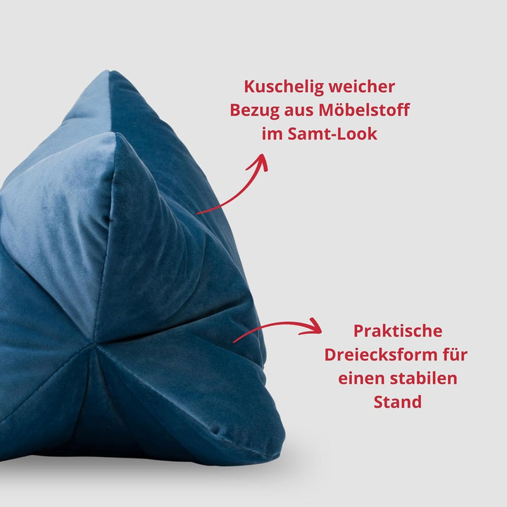 liebling Samt Lesekissen für Bett und Sofa, Bücherkissen, Lesehilfe, 40x25 cm, Leseknochen, Serie Ne