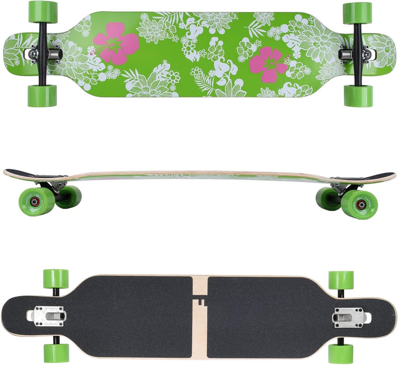 FunTomia Longboard mit 3 Flex Stufen Drop Through Cruiser Komplettboard Mach1 Speed Kugellager T-Too