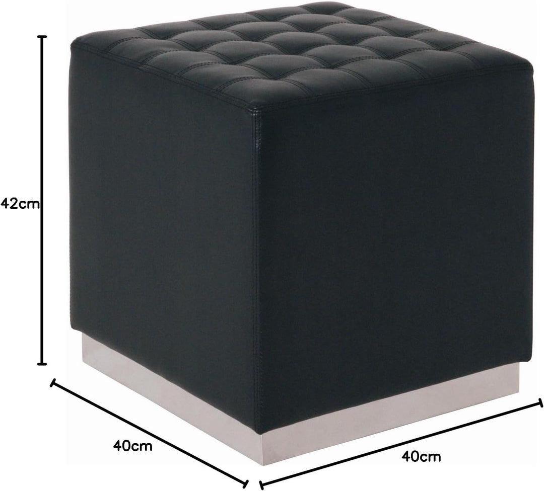 HAKU Möbel Hocker, Kunstleder, chrom-schwarz, B 40 x T 40 x H 42 cm Chrom-schwarz 40 x 40 x 42, Chro