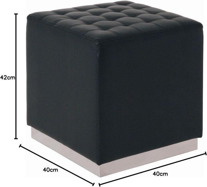 HAKU Möbel Hocker, Kunstleder, chrom-schwarz, B 40 x T 40 x H 42 cm Chrom-schwarz 40 x 40 x 42, Chro