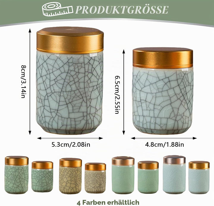 Pasdrucn 2 Stück Kleiner Keramischer Matcha-Behälter, Matcha Set, Keramik Teedose, Tragbarer Aufbewa