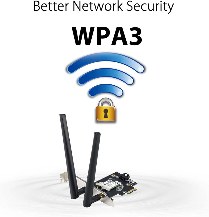ASUS PCE-AXE5400 WiFi 6E PCI-E Adapter (Zwei Externe Antennen, 6Hz Band, 160MHz, Bluetooth 5.2, WPA3