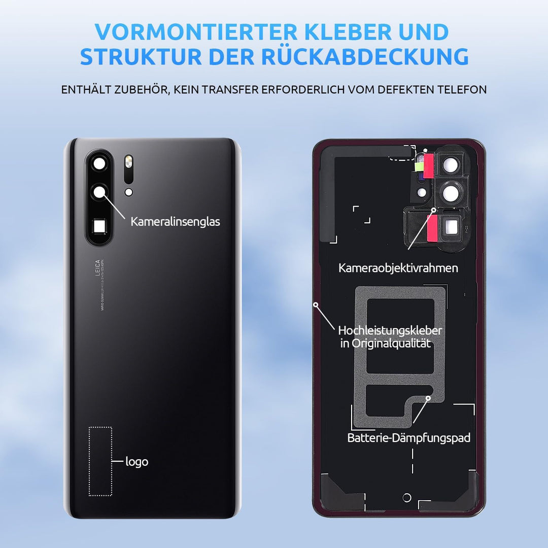 Eonpam Akkudeckel für Huawei P30 Pro Rückseite Glas Original Backcover Back Glas Ersatz Reparatur Se