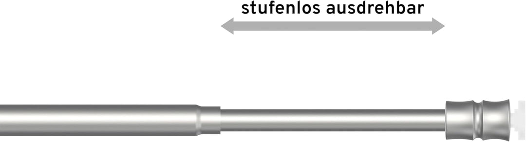 Interdeco Klemmstange (1 Stück), Klemmfix Scheibenstange mit Gummistopfen Silbergrau in 8/6 mm Ø, Fl