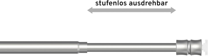 Interdeco Klemmstange (1 Stück), Klemmfix Scheibenstange mit Gummistopfen Silbergrau in 8/6 mm Ø, Fl