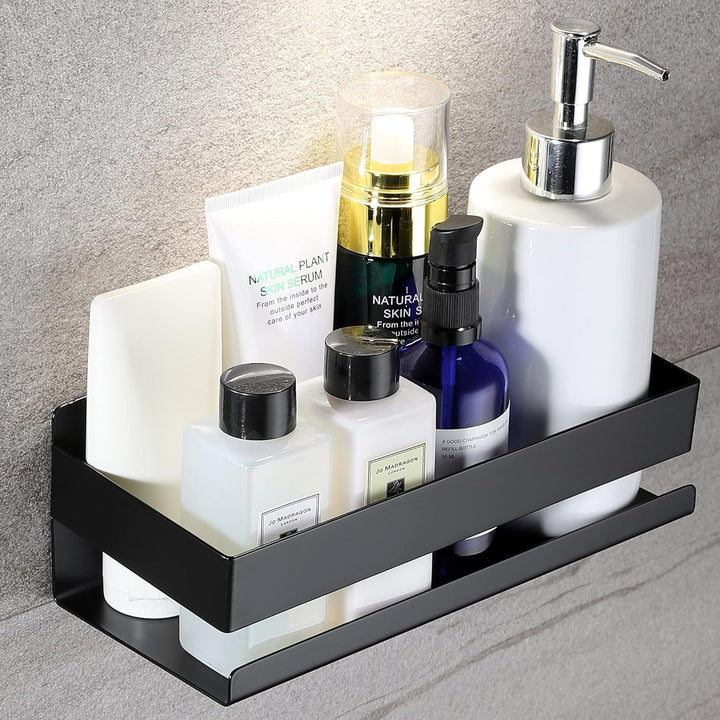 YIGII Duschablage Ohne Bohren Edelstahl,Badezimmer Regal Schwarz Duschregal,Shampoo Badregal für Dus