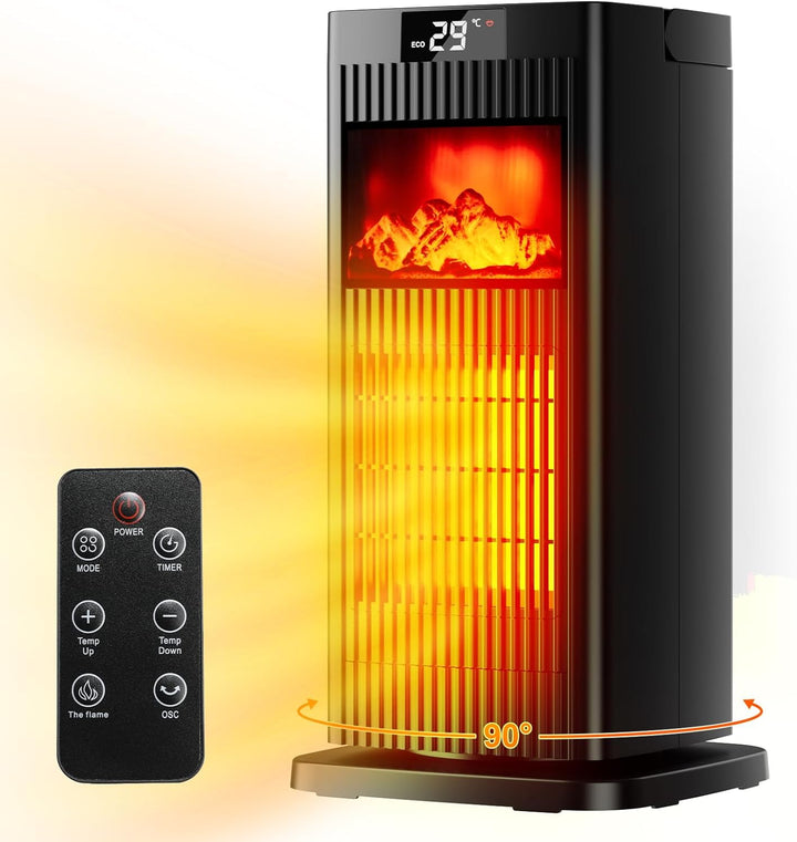 LIFERUN Heizlüfter Energiesparend Leise, 1500W Heizung Elektrisch mit 3D Flammenlicht, 4 Modus 12 St