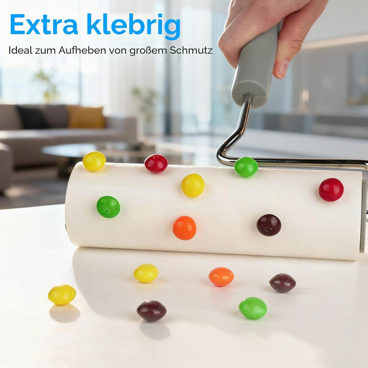 Extrem klebriger Fusselroller zur Entfernung von Tierhaaren - Grosse Fläche, 90 Blatt pro Rolle, 16
