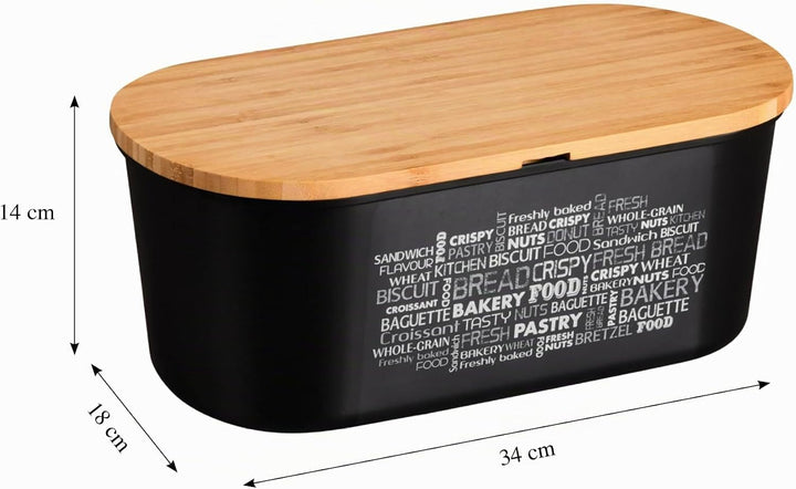 Kesper | Brotbox, Material: Melamin, Bambus, Masse: B: 34 x H: 14 x T: 18 cm, Farbe: Schwarz,Braun |
