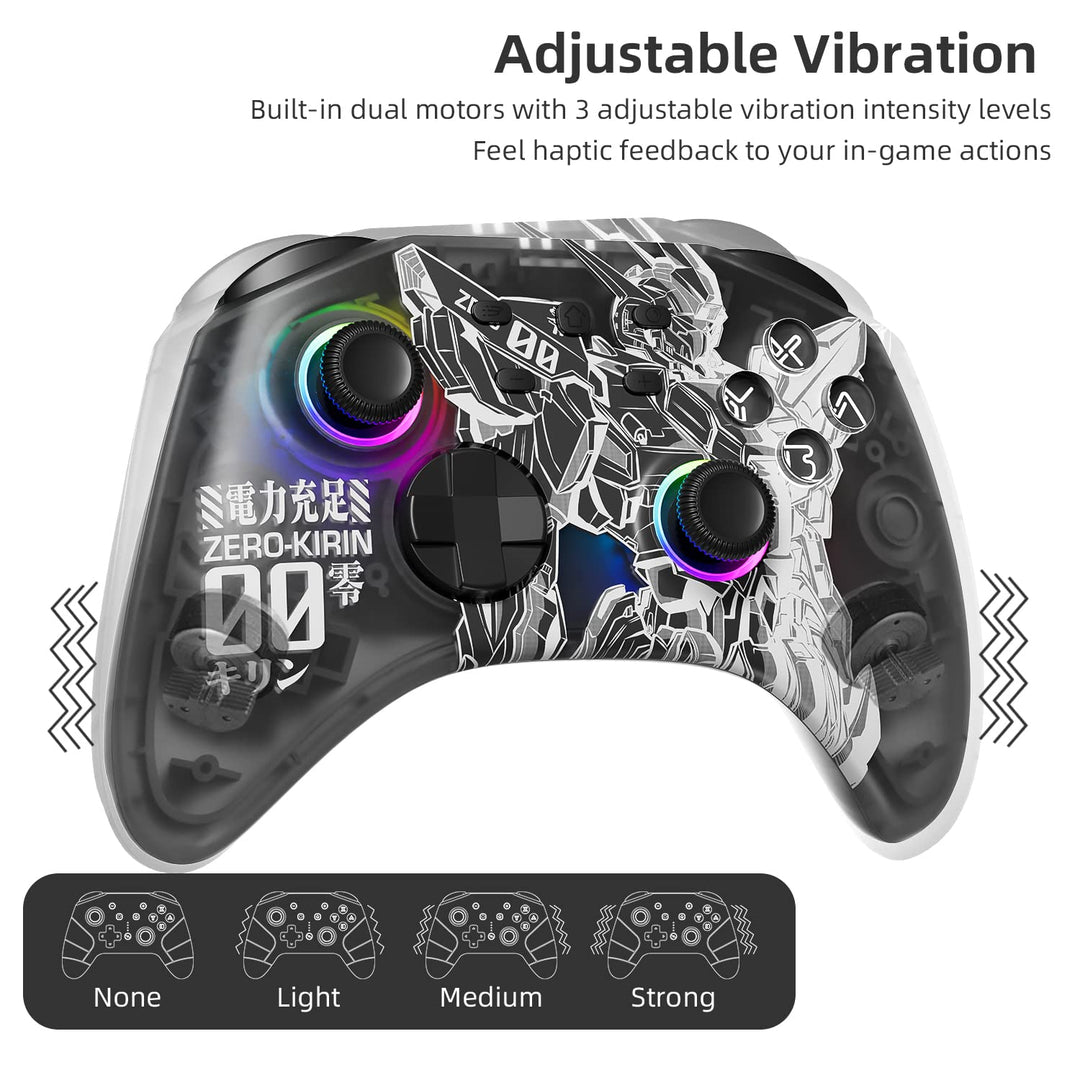 Mytrix Wireless Controller für Nintendo Switch mit RGB Optik Joystick, Mecha-Muster Pro Controller f