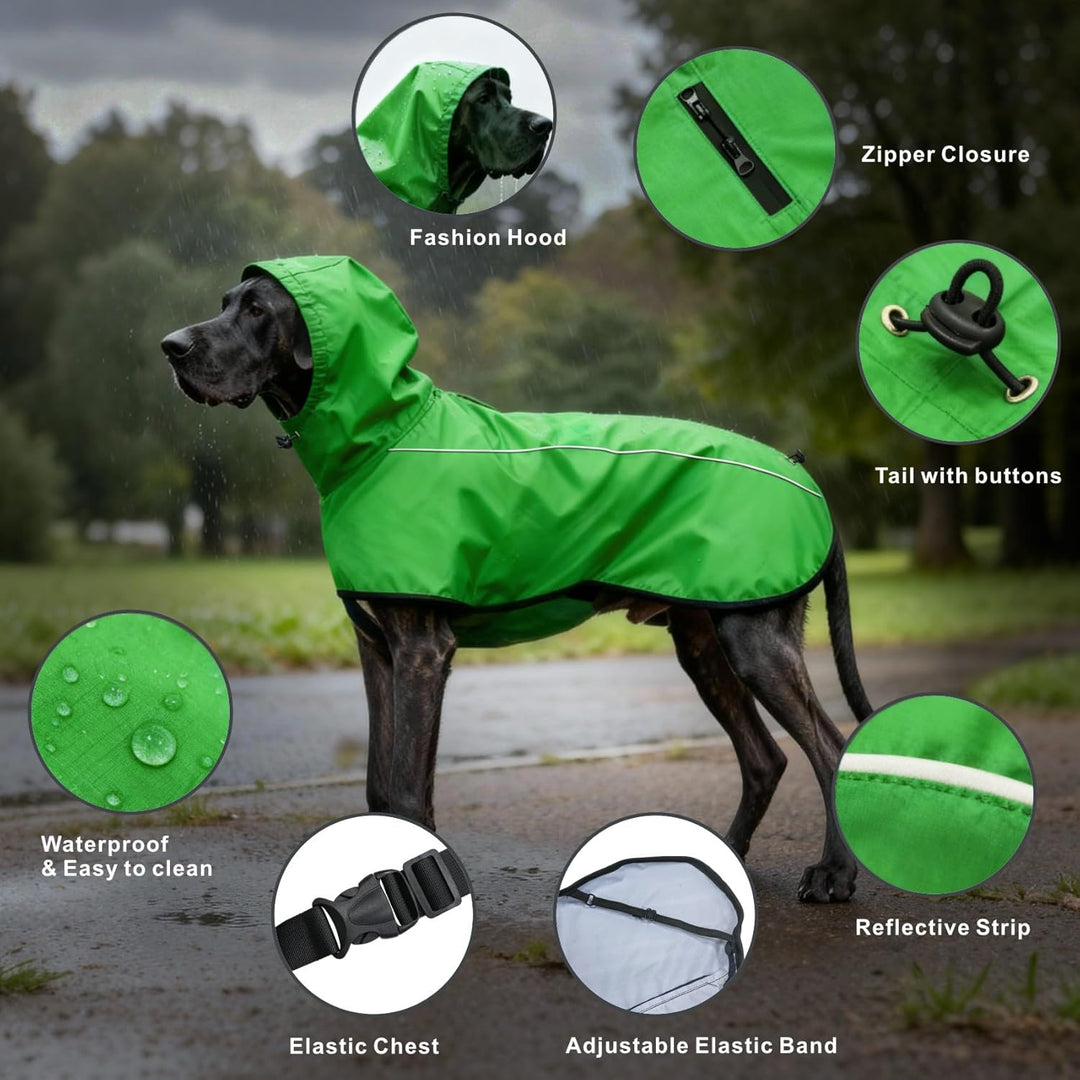 Hund Regenmantel Jacke Reflektierende Verstellbare Kapuze Haustier Poncho Regenmantel mit Leine Loch
