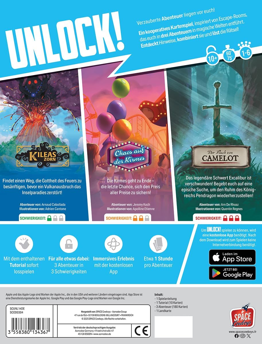 Asmodee, Unlock! Enchanted Adventures, Space Cowboys, Familienspiel, 1-6 Spieler, 10+ Jahre, 60-75 M