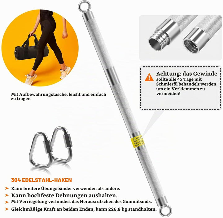 DASKING Fitnessbänder Widerstandsbänder Stange, Fitnessgeräte für Zuhause, 75cm/90cm/98cm Abnehmbare