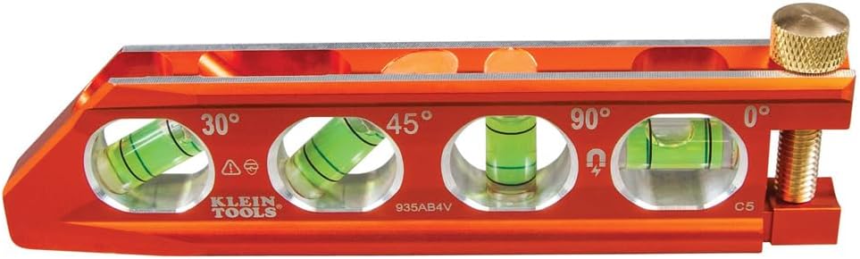 Torpedo Wasserwaage, magnetisch, 4 Libellen für Rohrbiegen & mehr, mit V-Nut & Magnetschiene Klein T