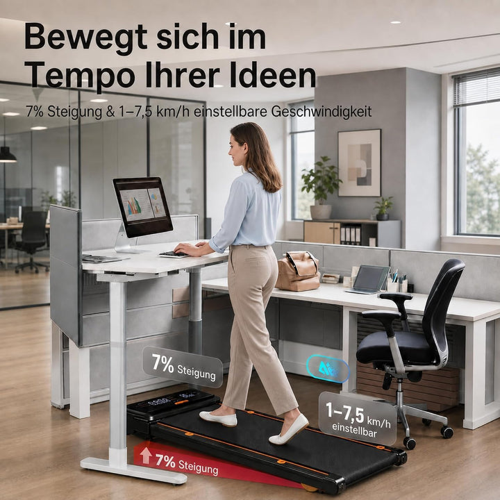 JAGJOG Walking Pad mit 7% Steigung &amp; 5 Vibrationsmodi,136 kg Pechschwarz, Pechschwarz