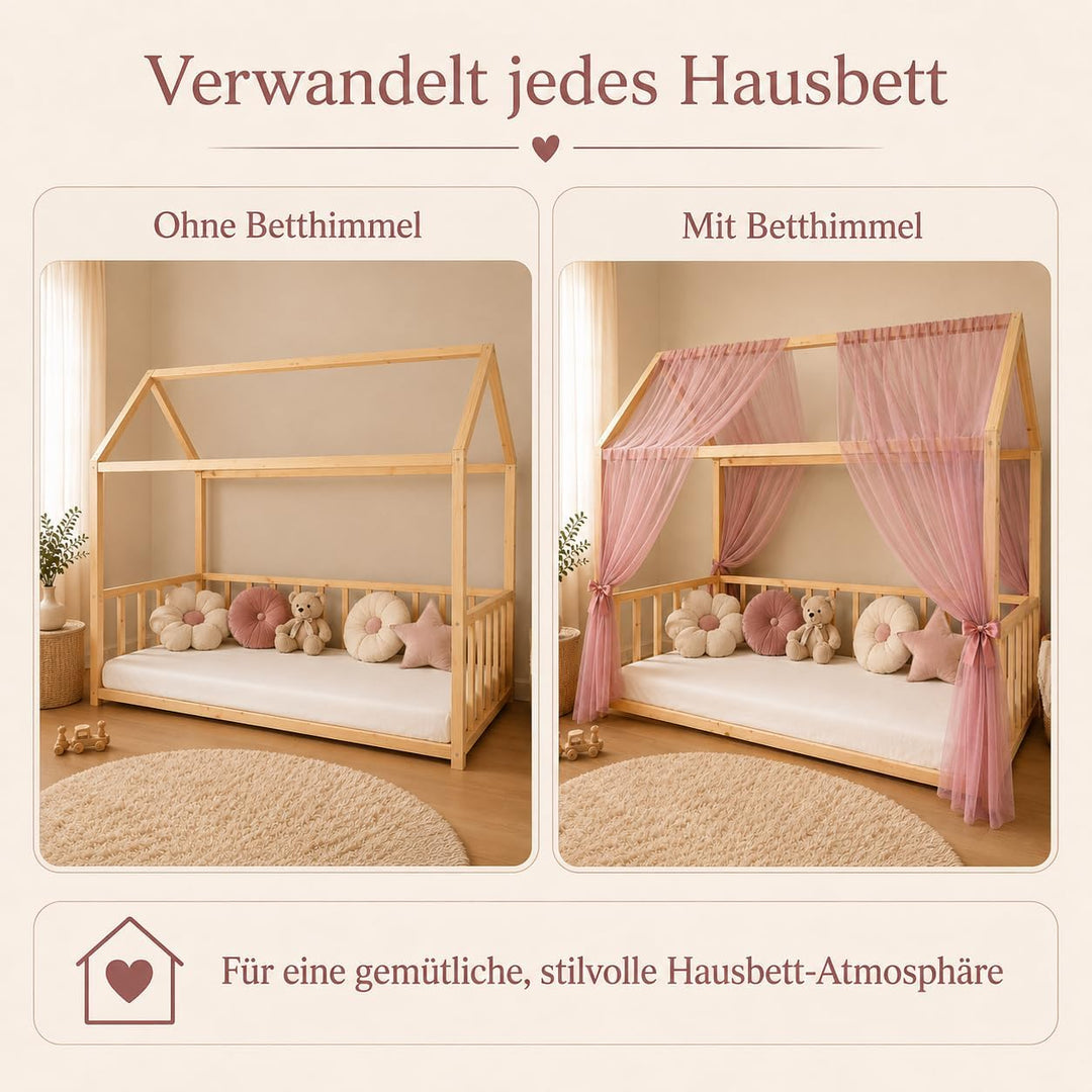 Baby Fancyroom Betthimmel für Hausbett Kinderbett, universell, Premium Tüll, 2-teilig, Hausbetthimme
