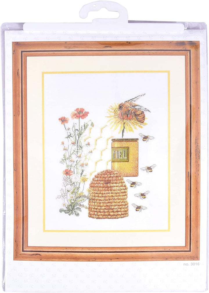 Thea Gouverneur - Kreuzstich-Set - Honig-Sampler - Leinen - 32 Count - Für Erwachsene - 3016 27x35cm