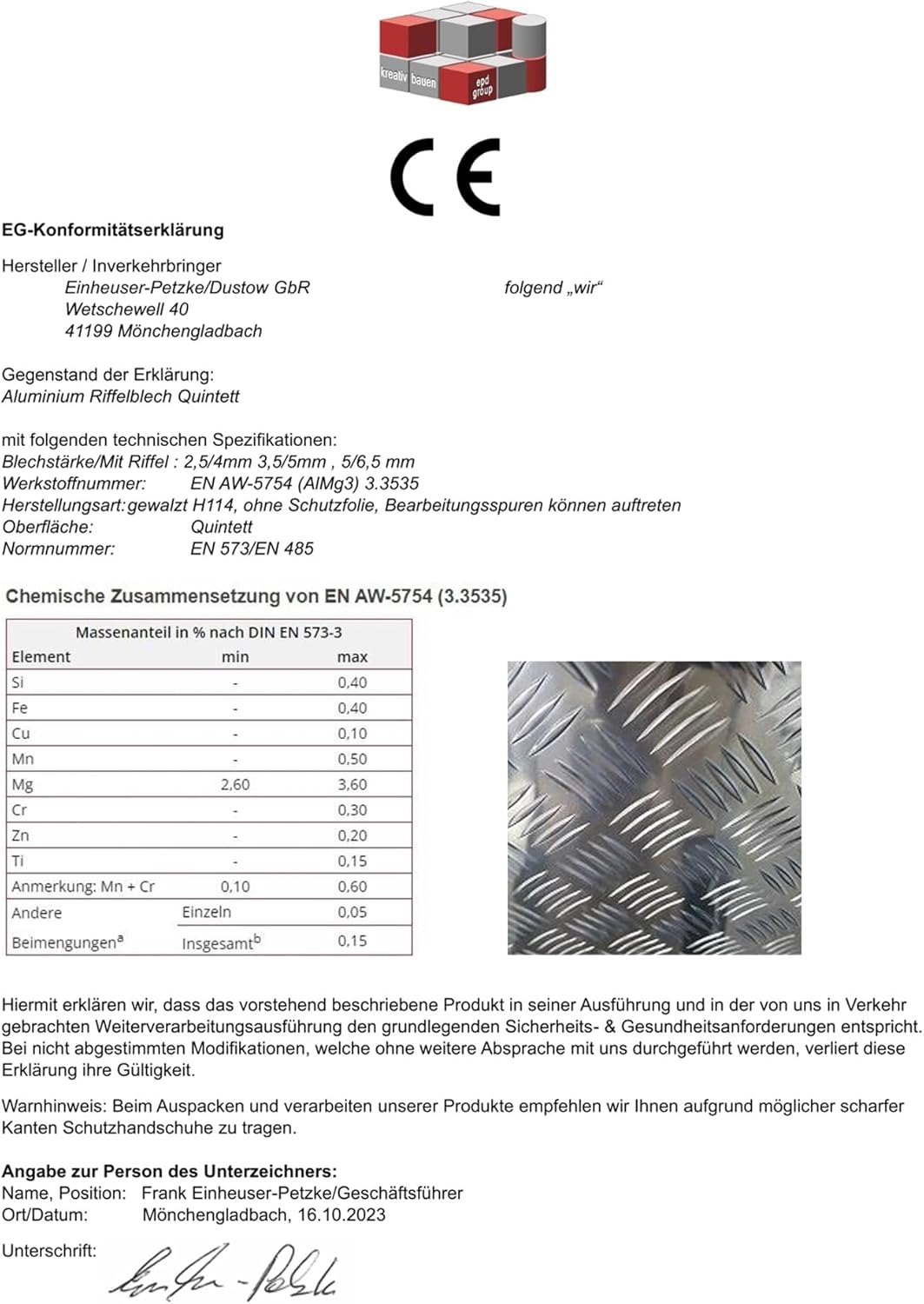 Aluminium Riffelblech QUINTETT 1000x1000mm 5/6,5mm stark grosse Auswahl Tränenblech Schachtabdeckung