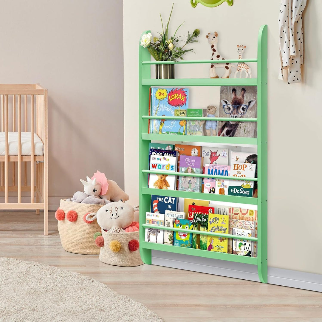 Kinderbücherregal mit Aufbewahrungsfach – Regenbogenfarben Bücherregal aus weicher Leinwand für Kind