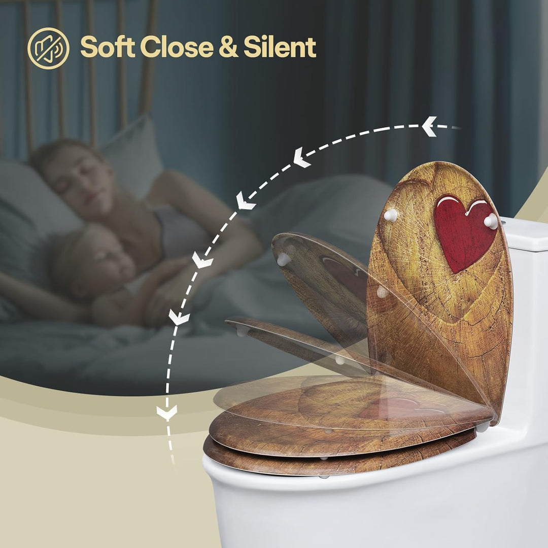 eSituro Toilettendeckel, WC Sitz mit Absenkautomatik, Klodeckel mit Schnellverschluss, 360° verstell