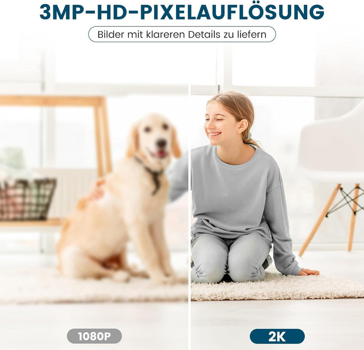little elf Überwachungskamera Innen, [2022 Neu] Babyphone mit Kamera mit Zwei-Wege-Audio, Bewegungse