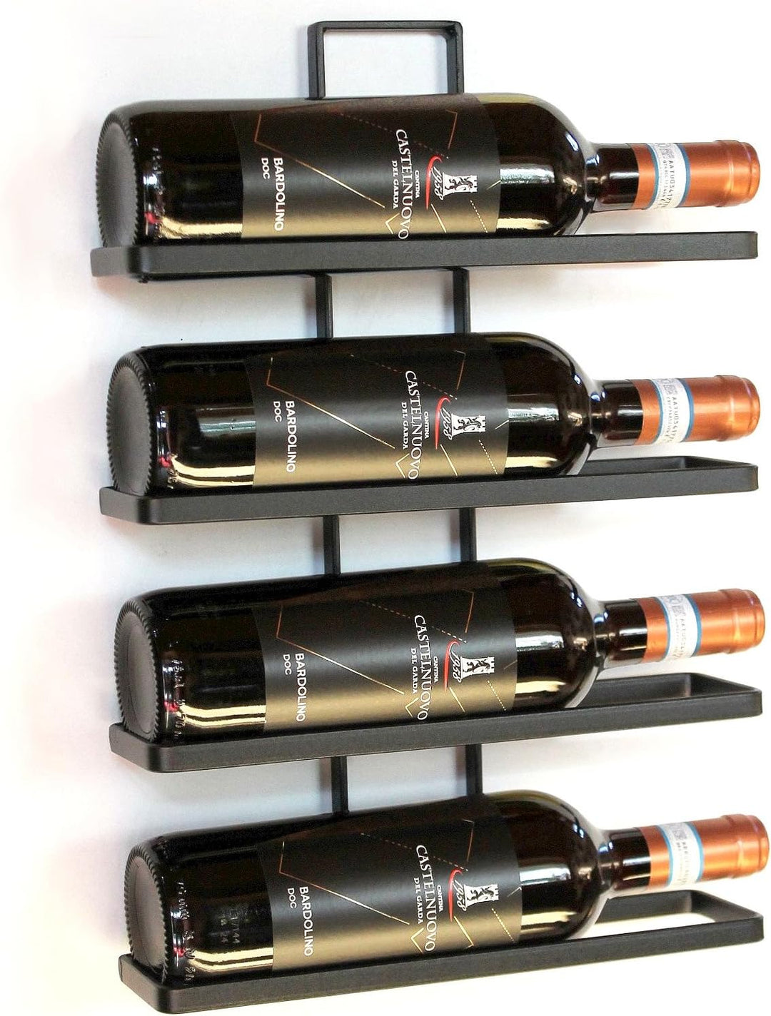 DanDiBo Weinregal Metall Schwarz Wandmontage 4-Wine beliebig erweiterbar 2er Set Flaschenständer Fla