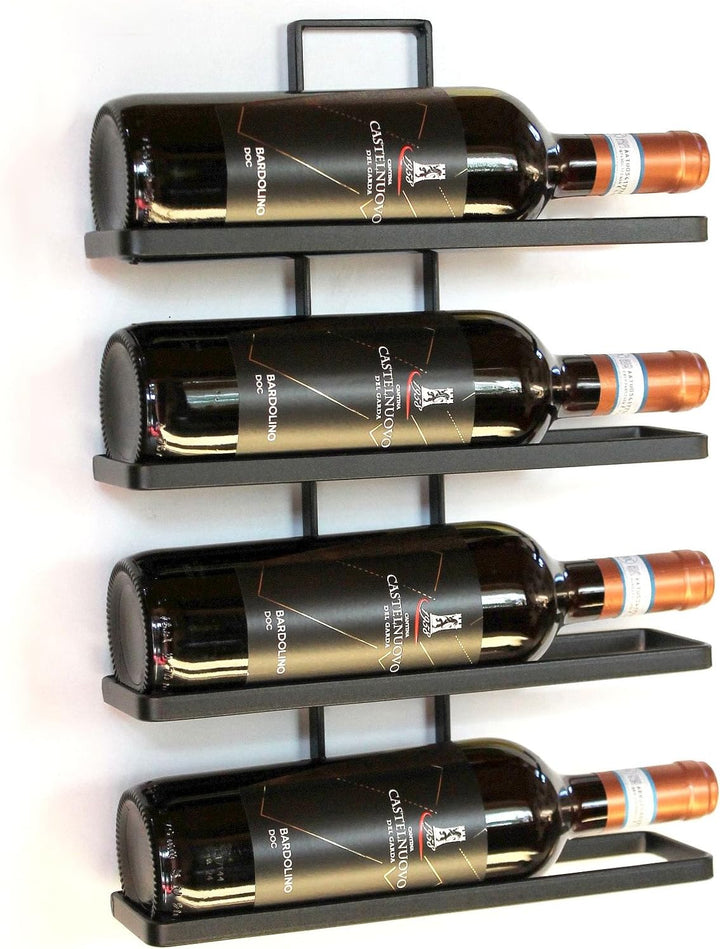 DanDiBo Weinregal Metall Schwarz Wandmontage 4-Wine beliebig erweiterbar 2er Set Flaschenständer Fla