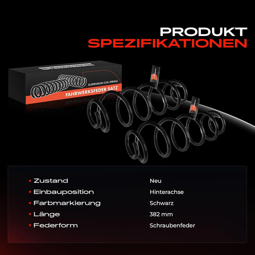 Frankberg 2x Federn Fahrwerksfeder Hinterachse Kompatibel mit A4 8K2 B8 1.8L Limousine 2007-2015 Rep