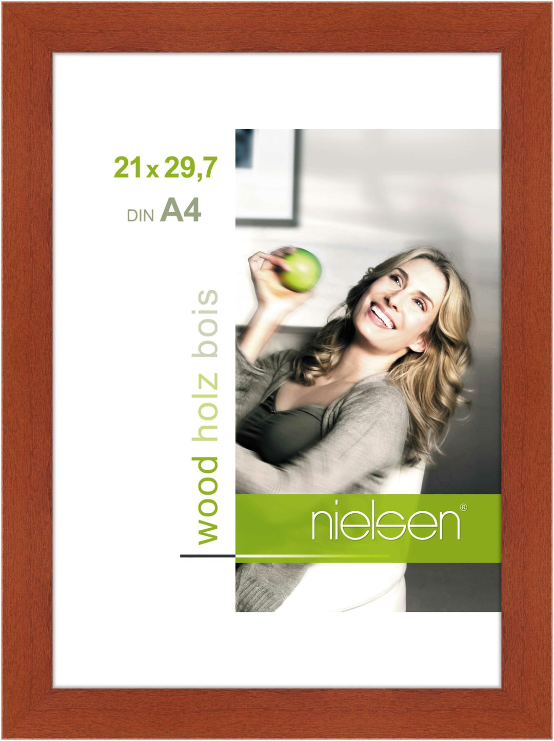 nielsen Bilderrahmen, 21 x 29,7 cm (A4), Holz, Kirsche, Dokumentenrahmen zum Aufhängen im Hoch- & Qu