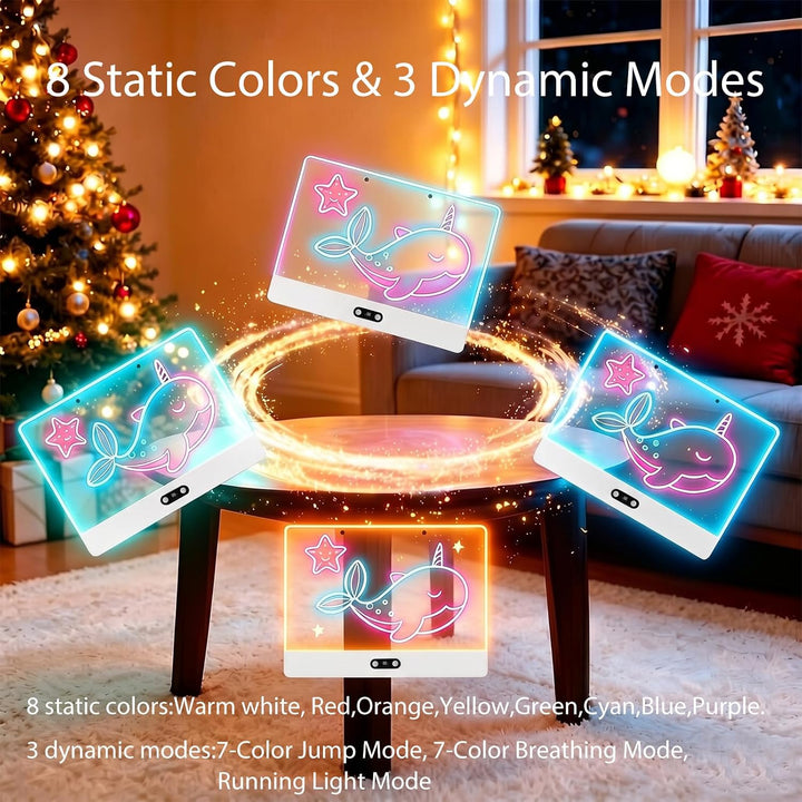 LED Zeichenbrett Wiederaufladbar mit RGB-Lichtern, 2er Pack, Weiss und Rosa, Weiss und Rosa