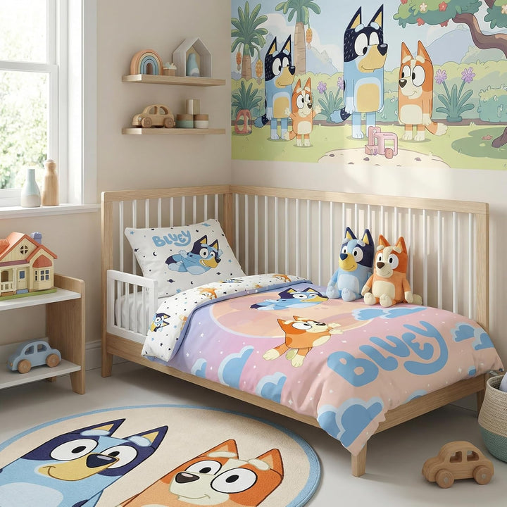 BrandMac Bluey & Bingo Junior Bettwäsche-Set | Bettbezug 100x135 cm mit Kissenbezug 40x60 cm | Offiz