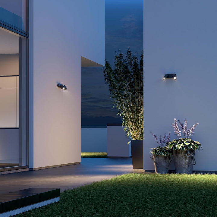 Steinel LED-Strahler Spot DUO SC anthrazit, mit 90° Bewegungsmelder, vernetzbar, per App bedienbar,