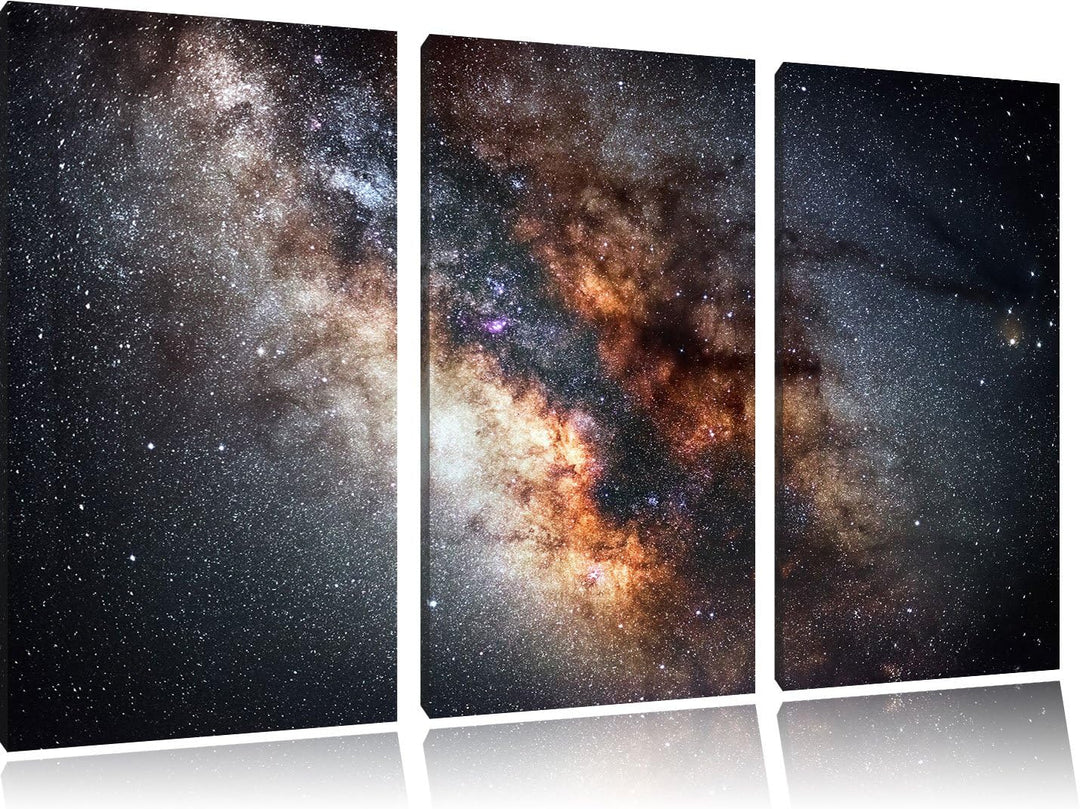 Pixxprint Zentrum der Milchstrasse 3-Teiler Leinwandbild 120x80 Bild auf Leinwand