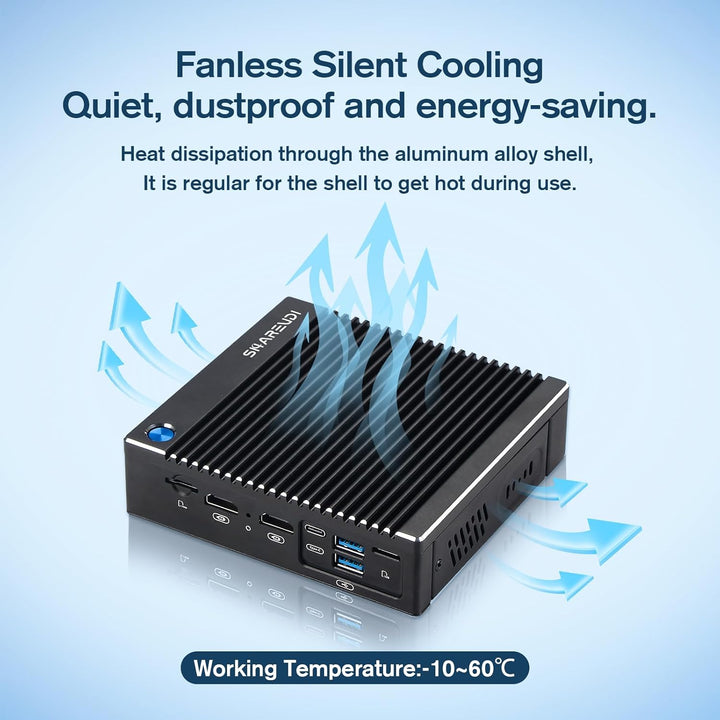 Fanless Micro Firewall Appliance, Firewall Mini PC Intel N3710 4C/4T, 6 x Intel 2.5 GbE i226-V LAN,A