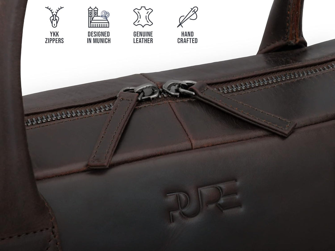PURE Leather Studio Laptoptasche NAOS - Herren Aktentasche Leder für Notebooks bis 15,6 Zoll I Gross