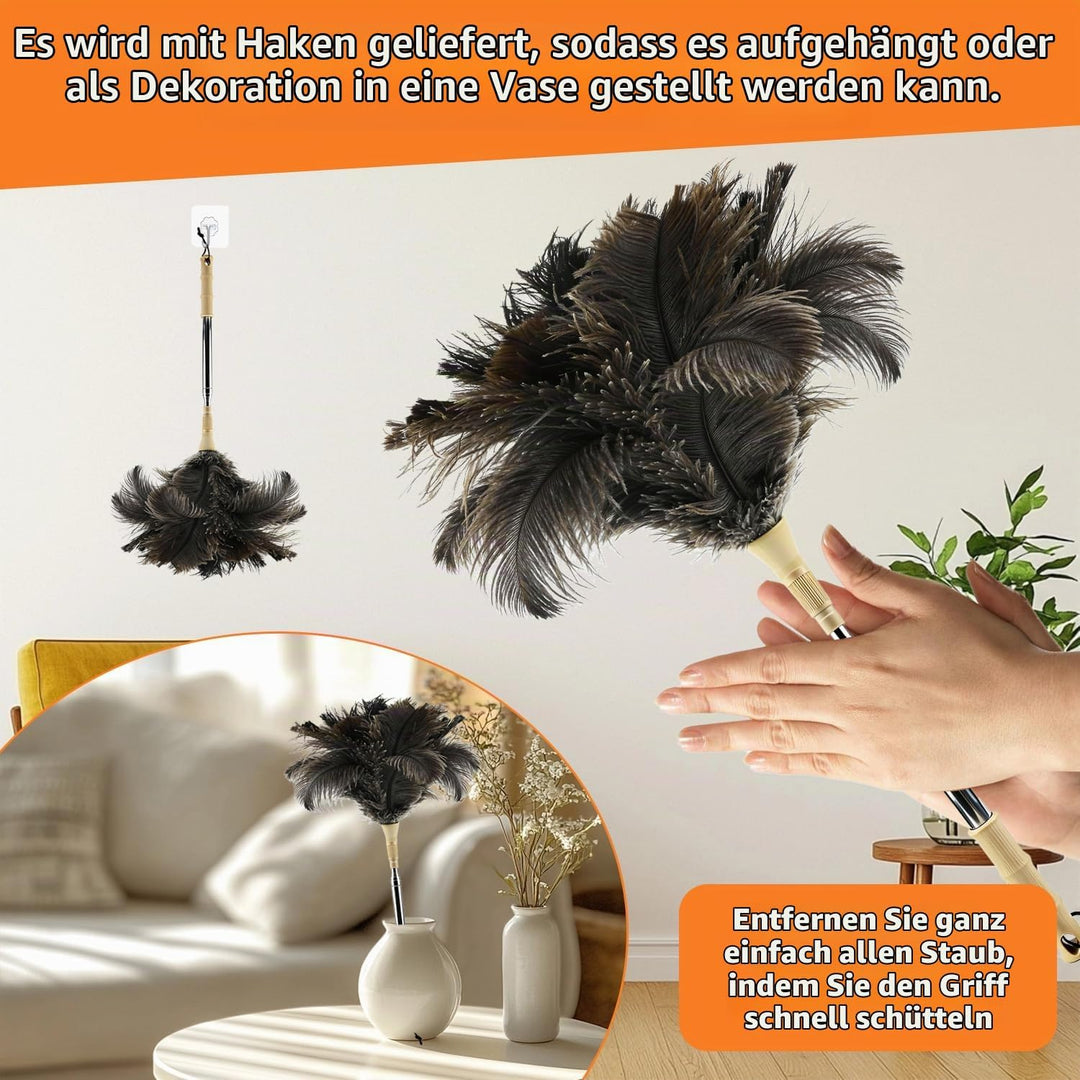Duster Ostrich Feathers Staubwedel Straussenfedern, staubwedel Teleskopstange Straussenfedern Reinig