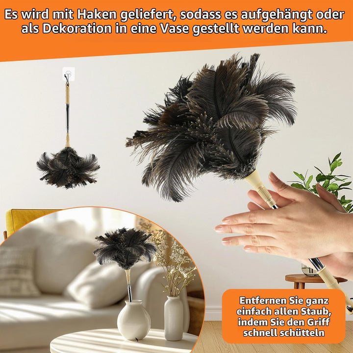Duster Ostrich Feathers Staubwedel Straussenfedern, staubwedel Teleskopstange Straussenfedern Reinig